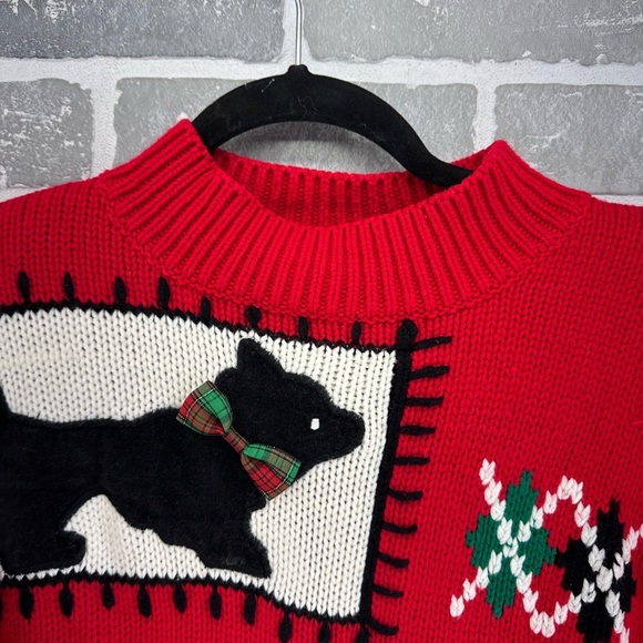 Karen Scott Vintage  Sweater Size M Pullover Crewneck Red Scottie Dog - Picture 4 of 10